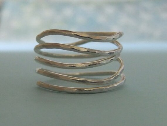 Sterling Silver Spiral Ring, Hammered spiral ring in Sterling Silver, Sterling Silver swirl ring, Wire wrapped ring, wire ring, weave ring