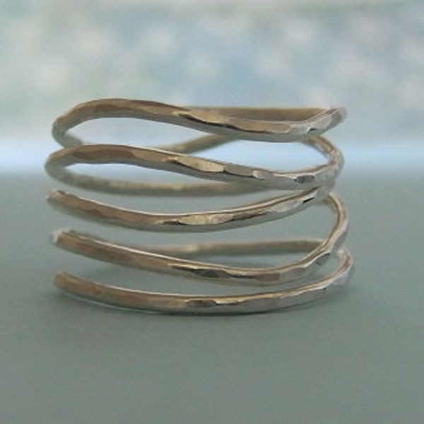 Sterling Silver Spiral Ring, Hammered spiral ring in Sterling Silver, Sterling Silver swirl ring, Wire wrapped ring, wire ring, weave ring