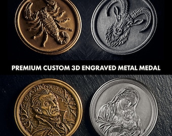 Kundenspezifische Metallmünze 3D tiefe Gravur, personalisiertes Design Medaille oder Halskette