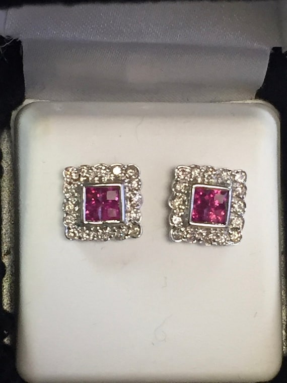 Ruby & Diamond Earrings - image 1