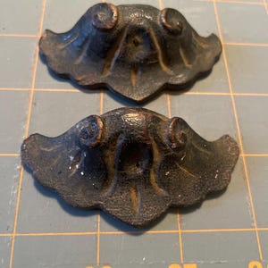 Antique Victorian Dark Wood Pulls Set of 2