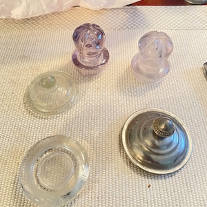 Assorted Antique Jar Lids Glass and Silver