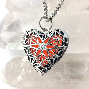 Orange Tangerine Mystic Heart Glow Locket image 2