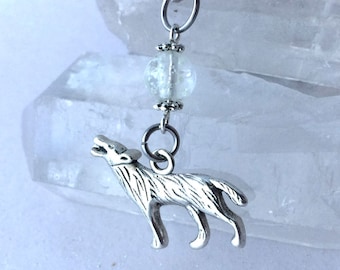 Howling Wolf Under Starry Night Moon Glowing Orb Necklace