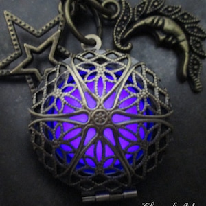 Moon and Stars Violet Mystic Glow Locket image 1