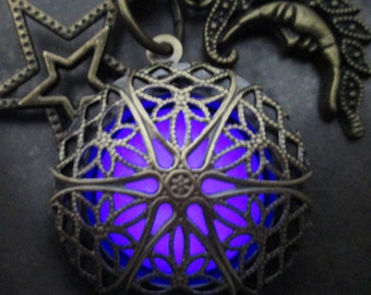 Moon and Stars Violet Mystic Glow Locket