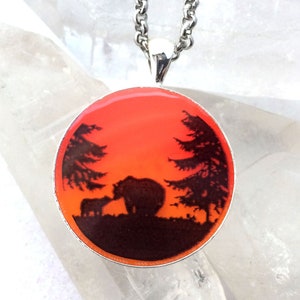 Bears at Sunset Glow Art Necklace
