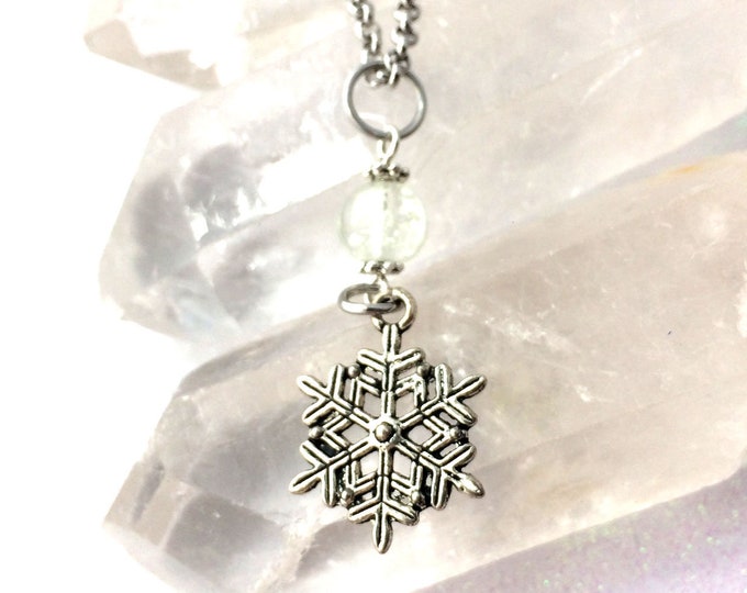 Frozen Snowflake Fairy Orb Glowing Charm Necklace