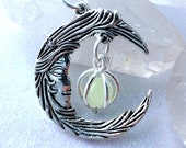 Glowing Moon Man Crescent Necklace