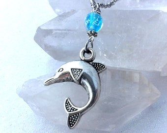 Glowing Dolphin Necklace Glow Locket with Free UV Light Charger