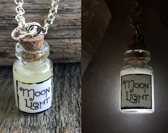 Moonlight White Glow in the dark Potion Jar Necklace