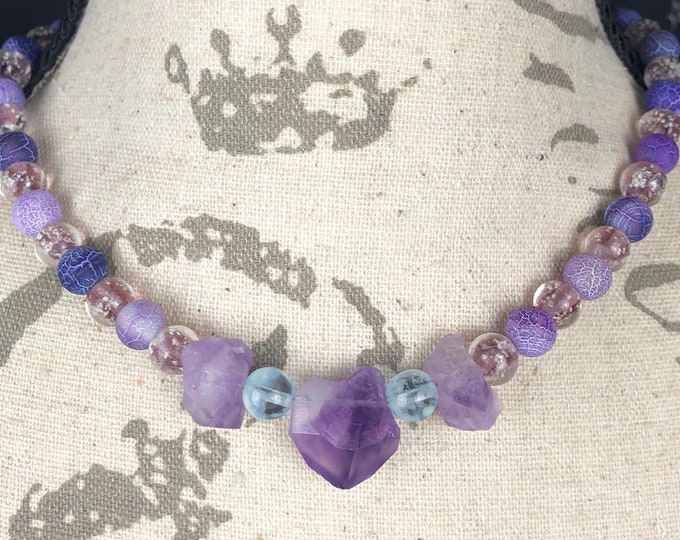 Raw Amethyst Crystals Gemstone Choker