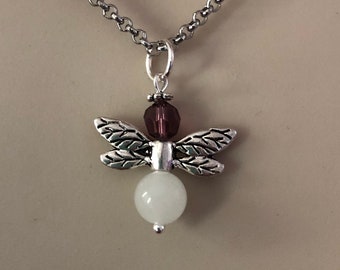 Amethyst Firefly Necklace: February Birthstone Glow-in-the-Dark Pendant