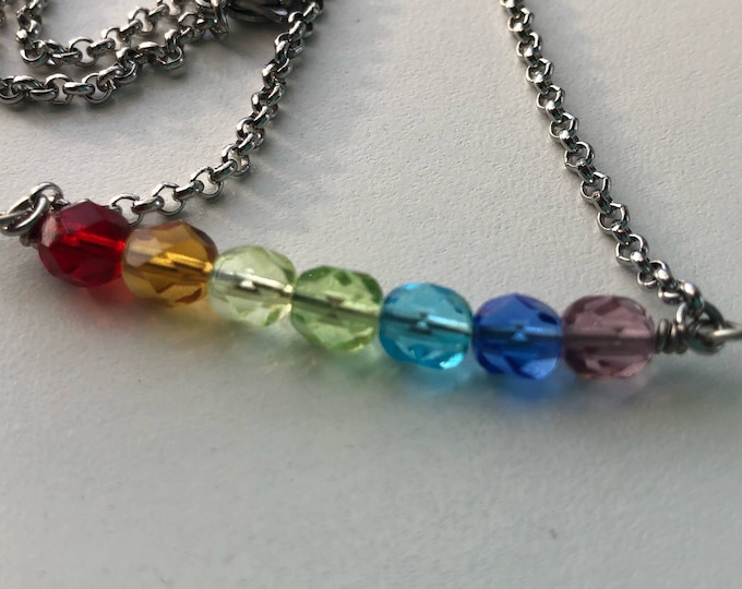 Rainbow Beaded Bar Necklace