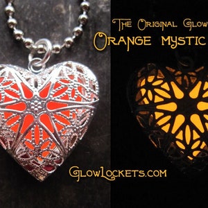 Orange Tangerine Mystic Heart Glow Locket image 1