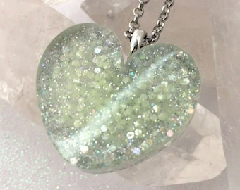 Holographic Galaxy Heart Glow Necklace