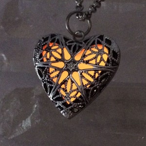 Orange Tangerine Mystic Heart Glow Locket image 3