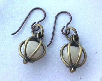 Glow Lockets® Orb Earrings Bronze Antique Brass