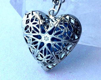 Blue Frost Silver Plated Heart Glow Locket