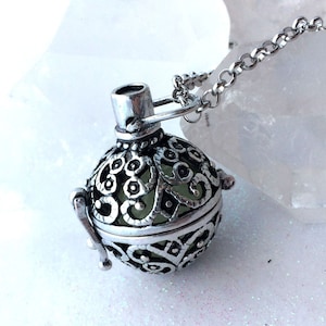 Glowing Orb Necklace Glow Locket ® Steampunk Fairy Jewelry Antiqued Silver