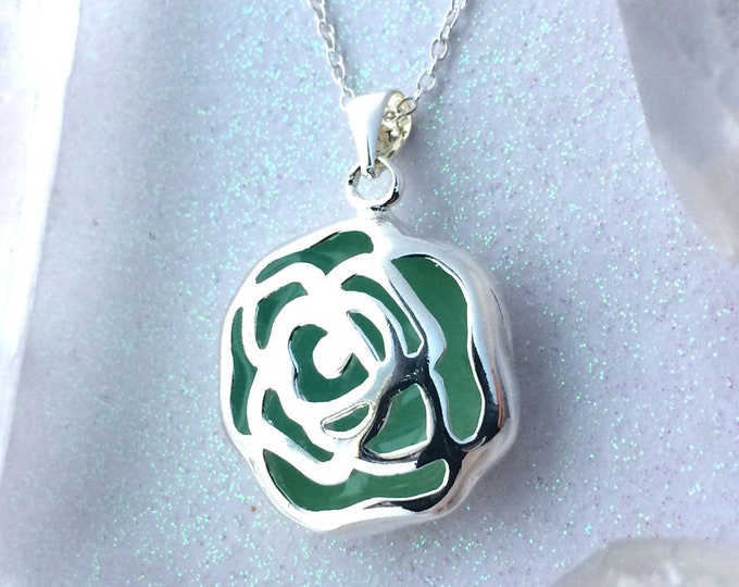Blue Enchanted Rose Glowing Necklace
