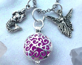 Violet Purple Pixie and Mermaid Magic Glow Locket® Necklace