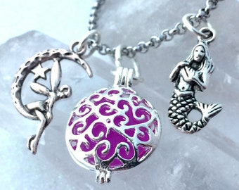 Mermaid & Moon Fairy Violet Magic Glow Locket® Necklace