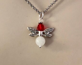 Ruby Firefly Necklace: July Birthstone, Glow in the Dark Pendant
