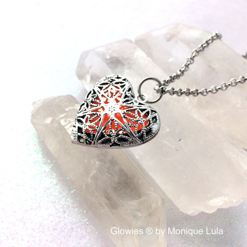 Orange Tangerine Mystic Heart Glow Locket image 5