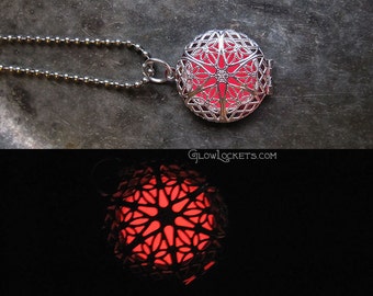 Glow Locket Pink and Silver Plated Filigree