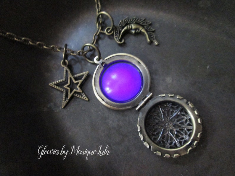 Moon and Stars Violet Mystic Glow Locket image 5