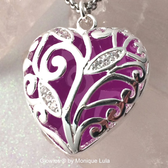 USA Made Heart of Winter Frozen Forest Violet Glow in the Dark Necklace Free UV Light Etsy Canada