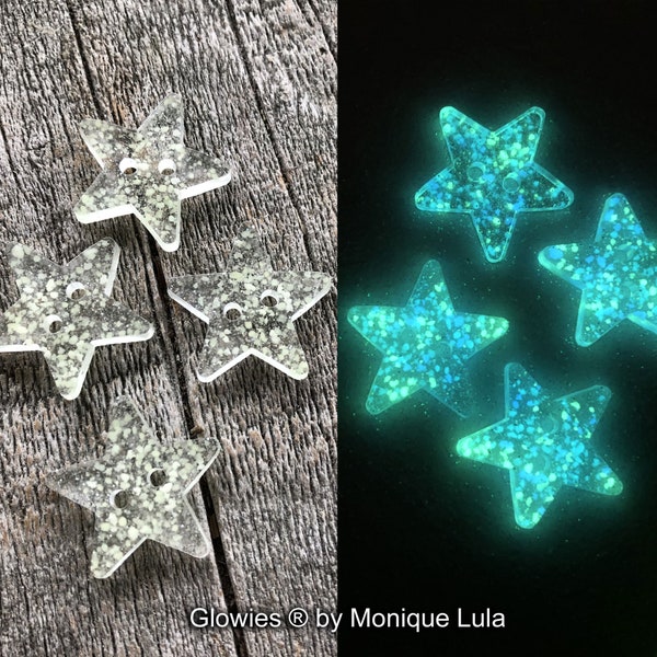 Handmade Glow in the dark Star Buttons