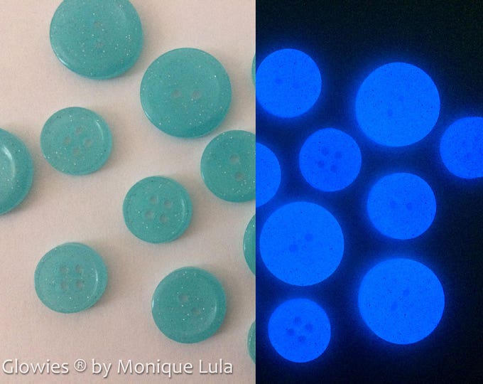 Blue Holographic Glitter Glow in the Dark Handmade Buttons Sparkly Glowies DIY Cosplay Sewing Crafts Fashion