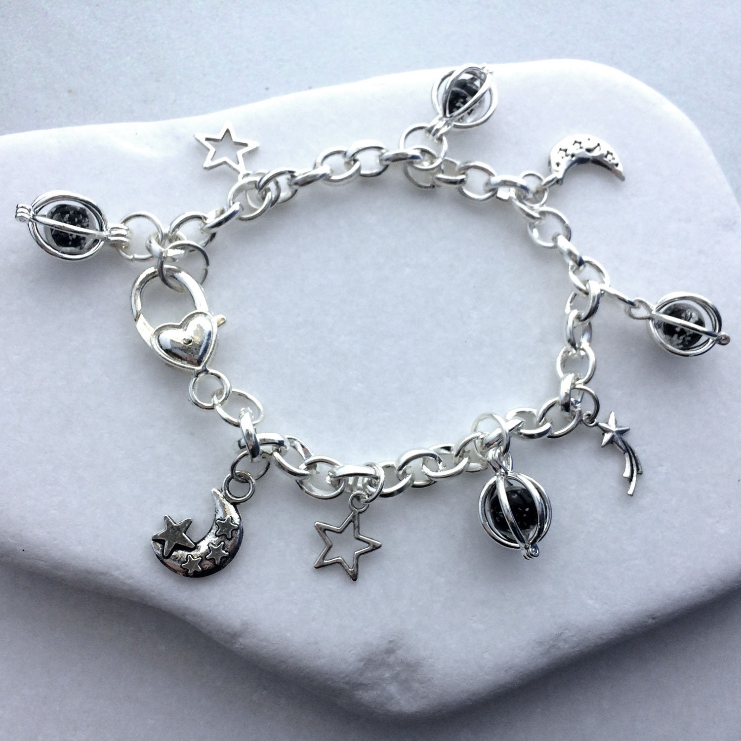 Outer Space Glowing Galaxy Moon Link Charm Bracelet Etsy Ireland