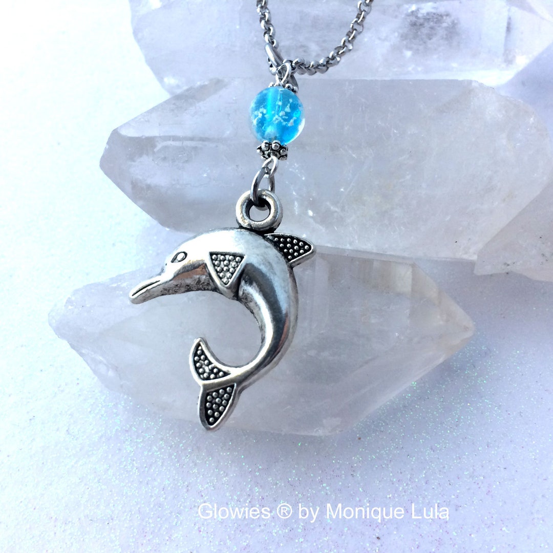 Glowing Dolphin Necklace Glow Locket With Free UV Light - Etsy