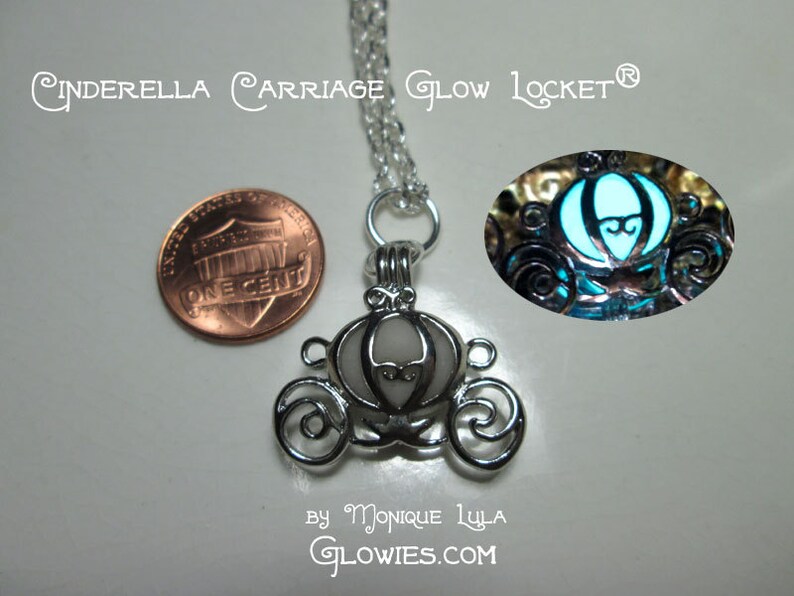 Cinderella Pumpkin Carriage Glow Locket Princess Necklace image 5