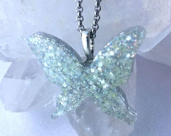 Holographic Galaxy Glowing Butterfly Necklace