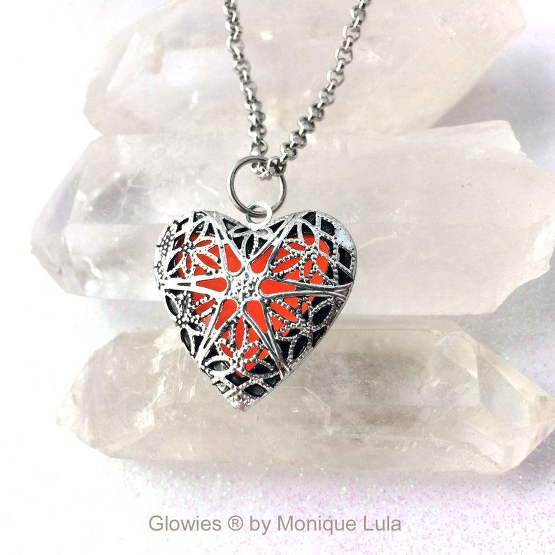 Orange Tangerine Mystic Heart Glow Locket image 2