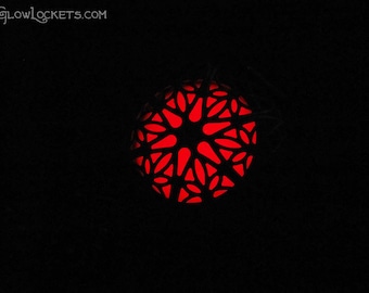 Mystic Fire Glow Red Locket Antiqued Brass Filigree