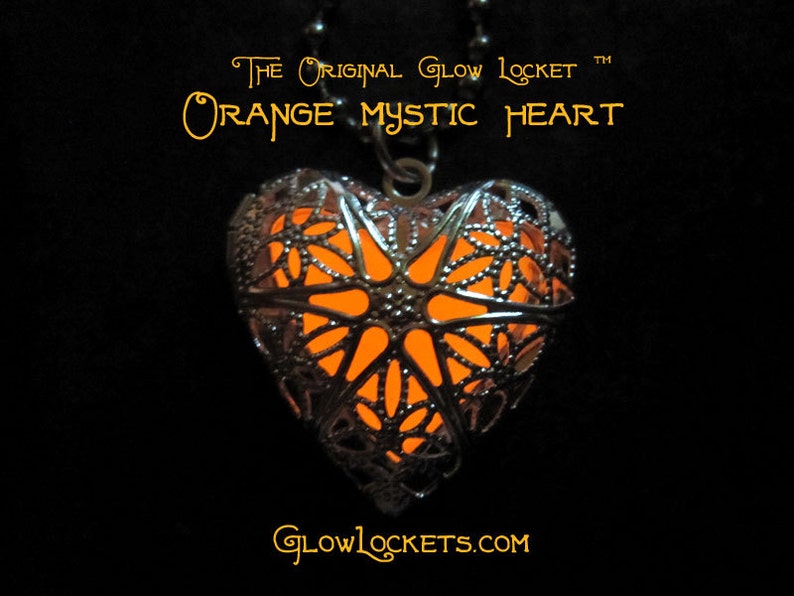 Orange Tangerine Mystic Heart Glow Locket image 7