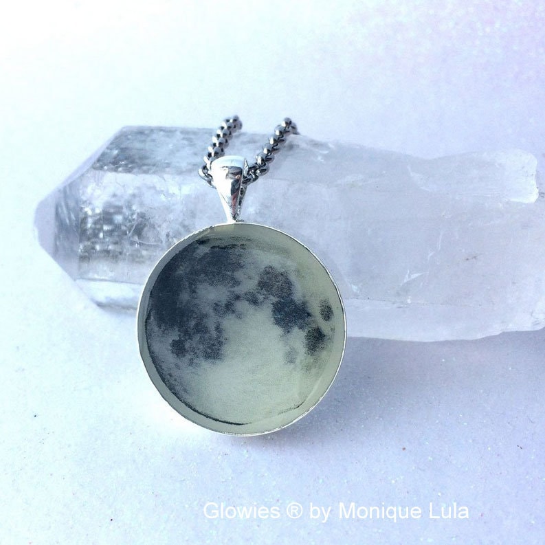 Full Moon Glow In The Dark Pendant - Moon Glow Pendant Necklace Full Moon Glow In The Dark Pendant - Moon Glow Pendant Necklace