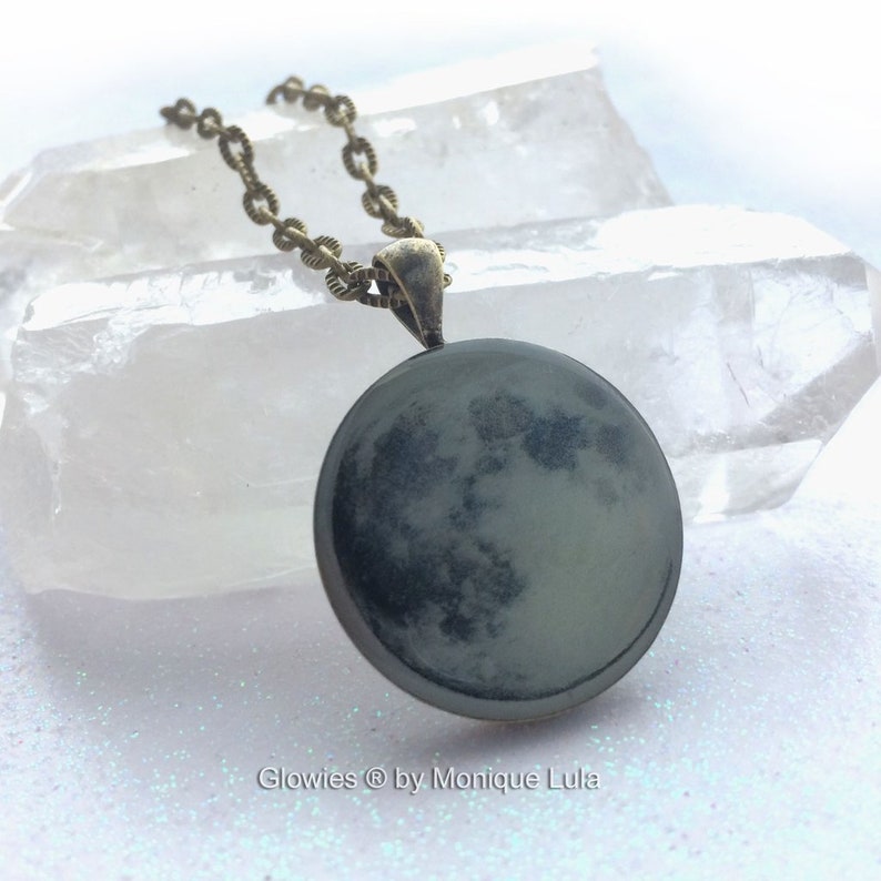 Full Moon Glow in the Dark Magic Necklace Galaxy Space Pendant Etsy