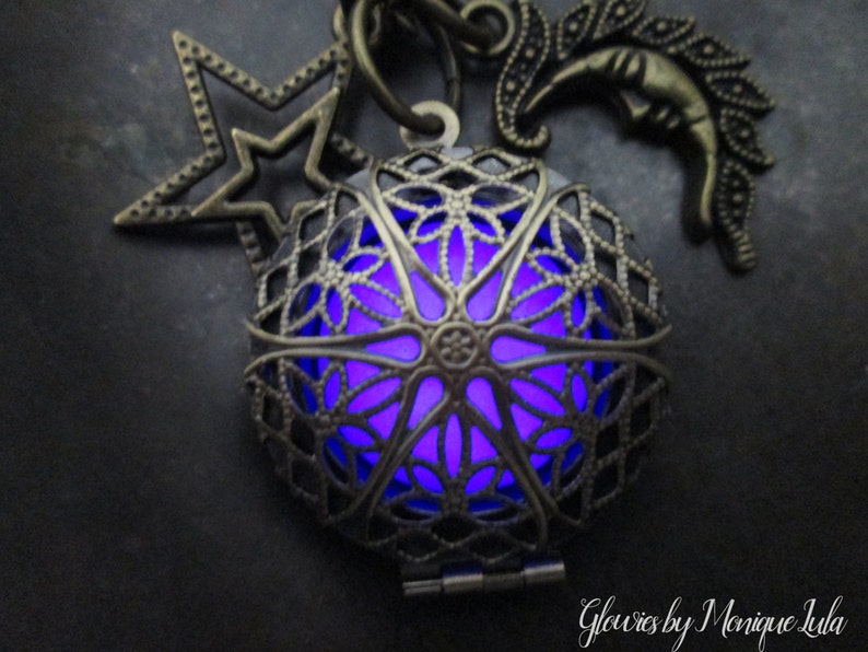 Moon and Stars Violet Mystic Glow Locket image 1