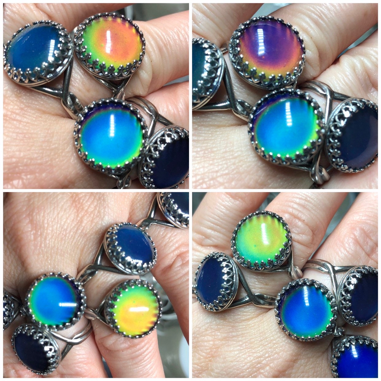 10 MM Round Mood Stone Color Change Ring Real Antique Silver Plated Size  7/8/9 From 1,87 € | DHgate