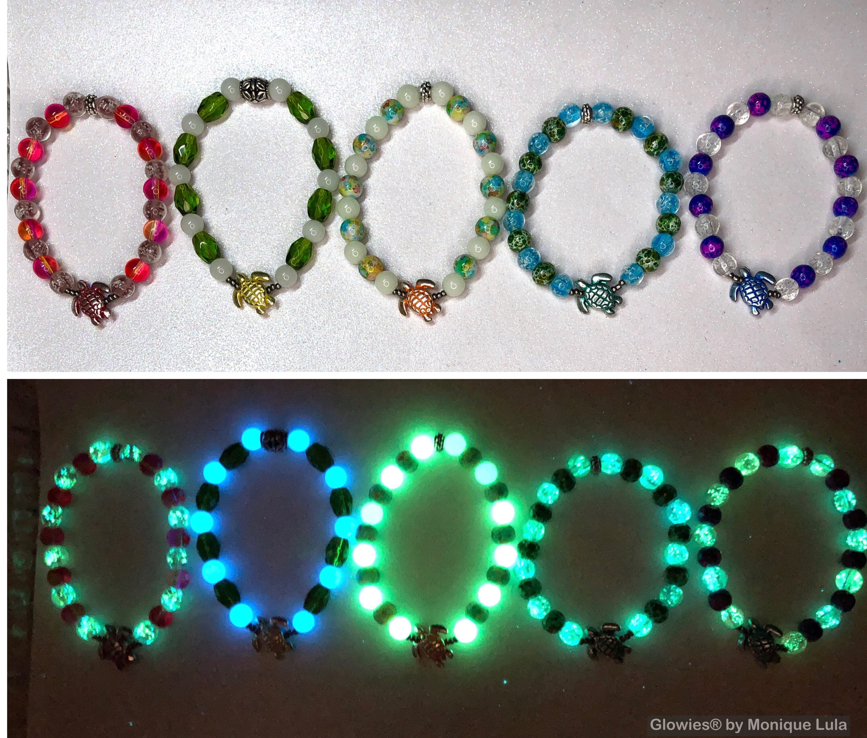 Glow in the Dark Beaded Sea Turtle Bracelets