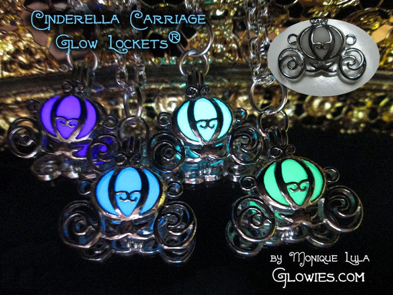 Cinderella Pumpkin Carriage Glow Locket Princess Necklace image 4