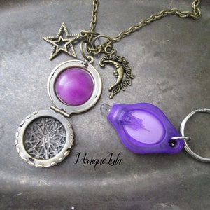 Moon and Stars Violet Mystic Glow Locket image 4