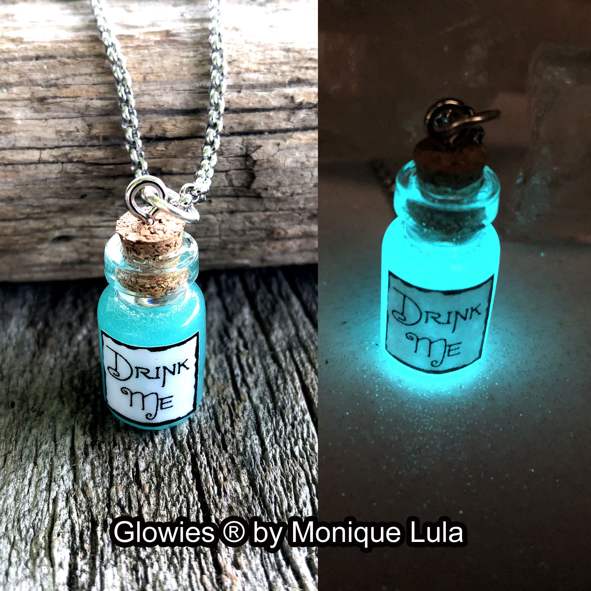 Crystals in Glass Bottle Pendant | Bayou Glass Arts