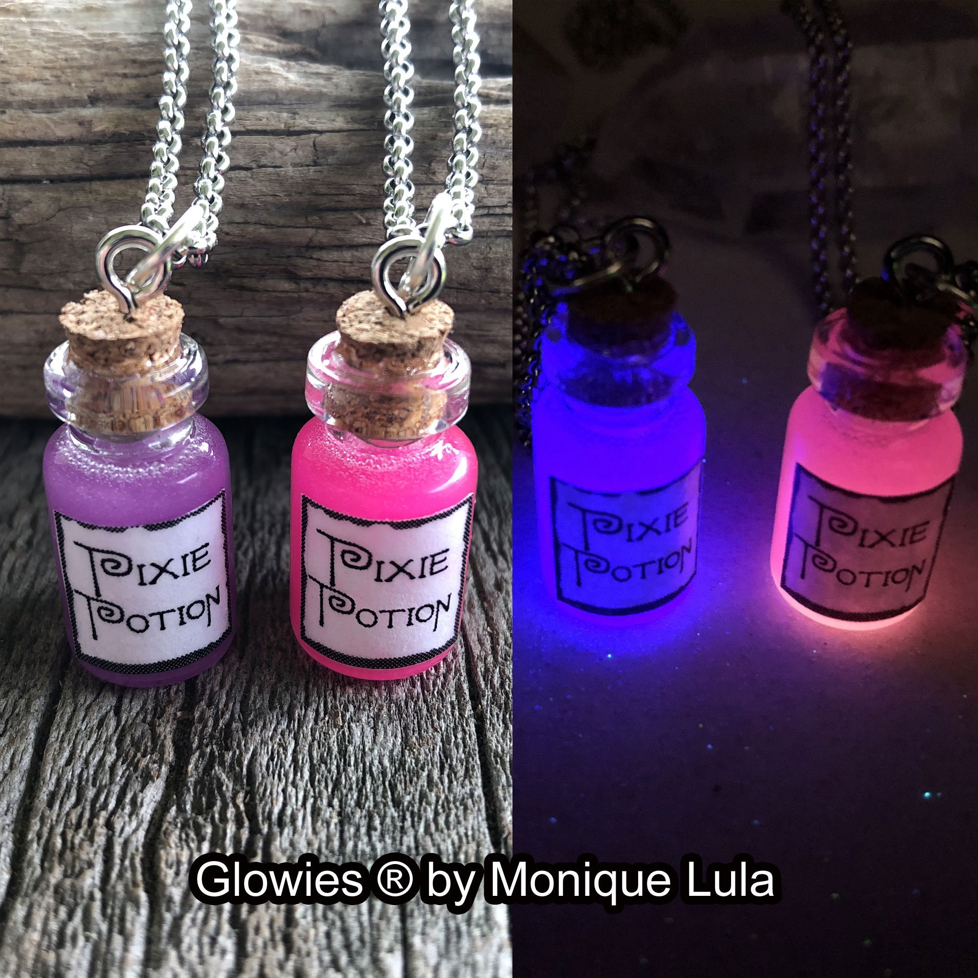 Pixie Potion Glow in the dark Jar Necklace